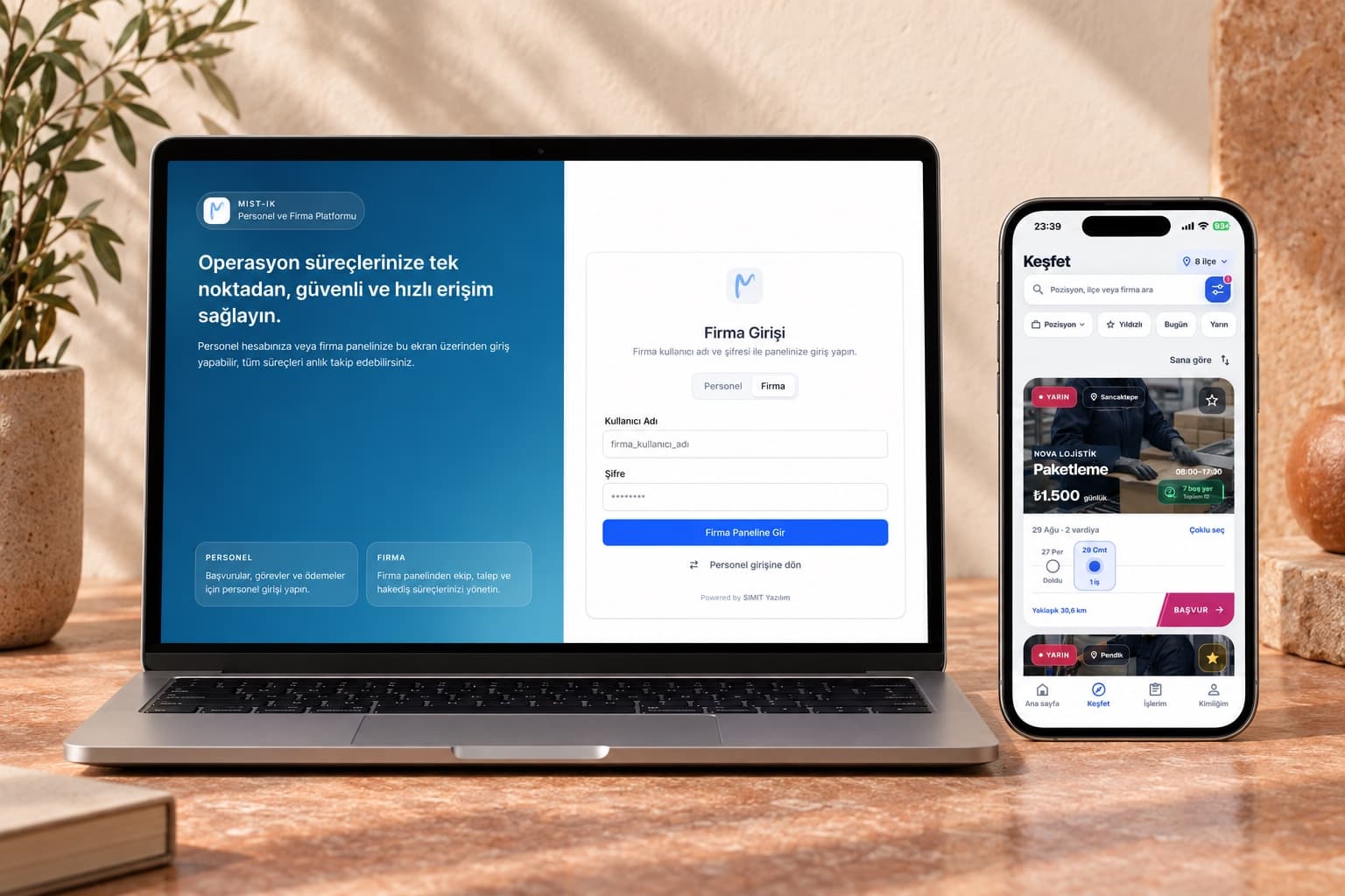 Mist-İK Yönetim Paneli proje ekranı