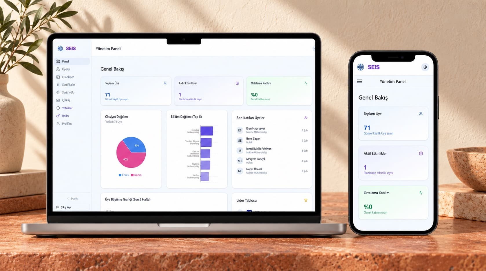SEIS Panel proje ekranı